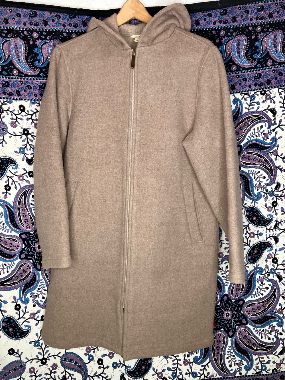 Woolrich wool hazelnut heather car coat M